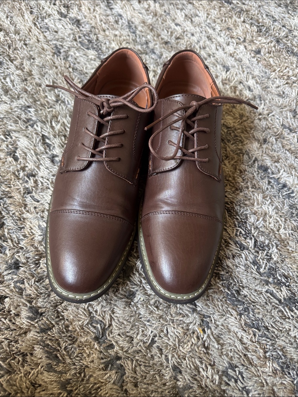 Men's Brown Leather Cap-Toe Derby Shoes